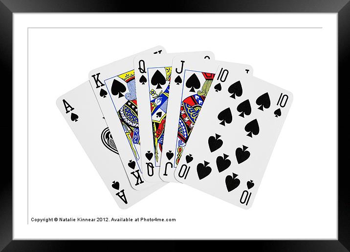 Playing Cards, Royal Flush on White Background Framed Mounted Print by Natalie Kinnear