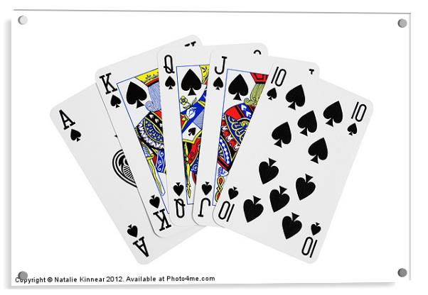 Playing Cards, Royal Flush on White Background Acrylic by Natalie Kinnear