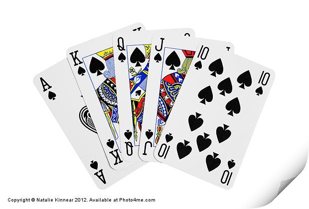 Playing Cards, Royal Flush on White Background Print by Natalie Kinnear