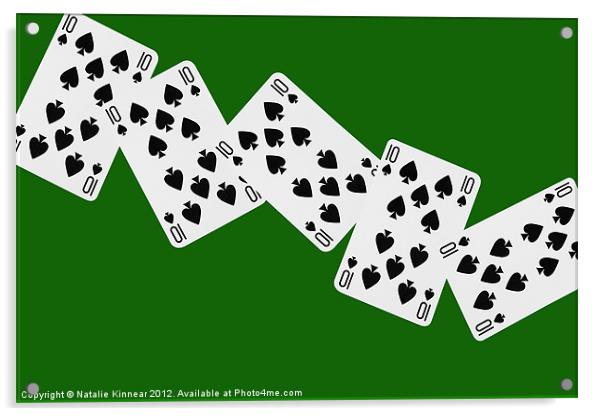 Playing Cards, Ten of Spades on Green Background Acrylic by Natalie Kinnear