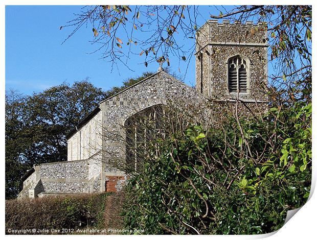 Edgefield Church, Norfolk Print by Julie Coe