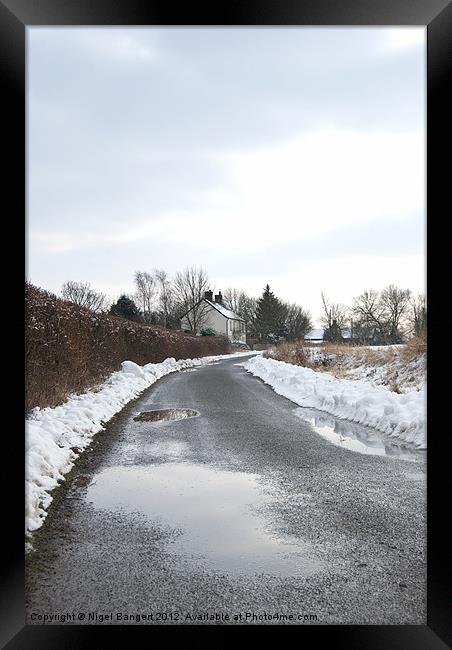 Winter Country Lane Framed Print by Nigel Bangert