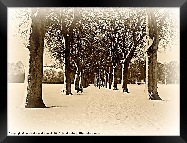 Christmas in the park Framed Print by michelle whitebrook