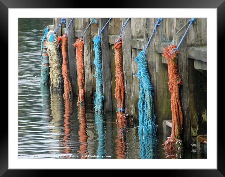 Ropes on a quay Framed Mounted Print by Anne Couzens
