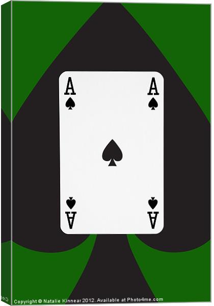 Ace of Spades on Green Canvas Print by Natalie Kinnear