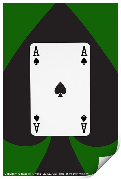 Ace of Spades on Green Print by Natalie Kinnear