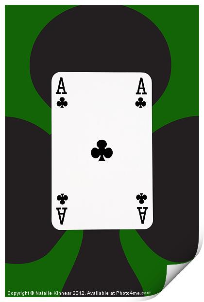 Ace of Clubs on Green Print by Natalie Kinnear