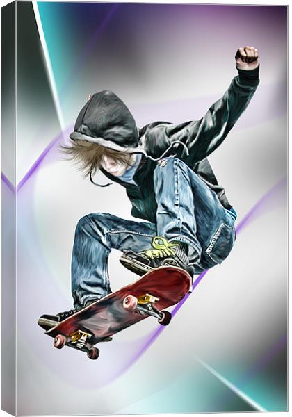 Extreme Skateboarding Jump Closeup Canvas Print by Julie Hoddinott