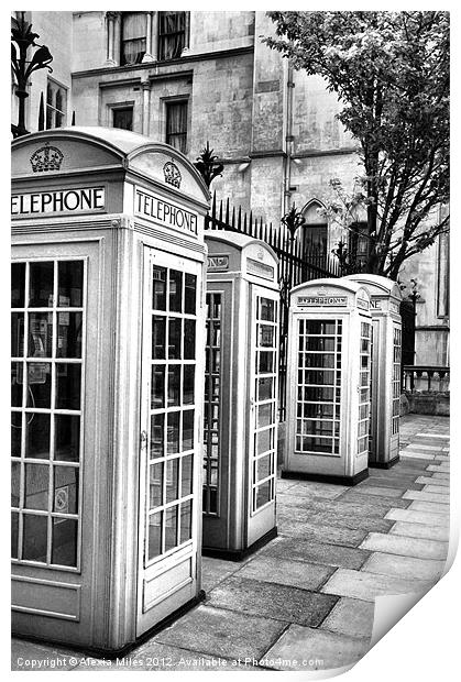 London Phone boxes Print by Alexia Miles