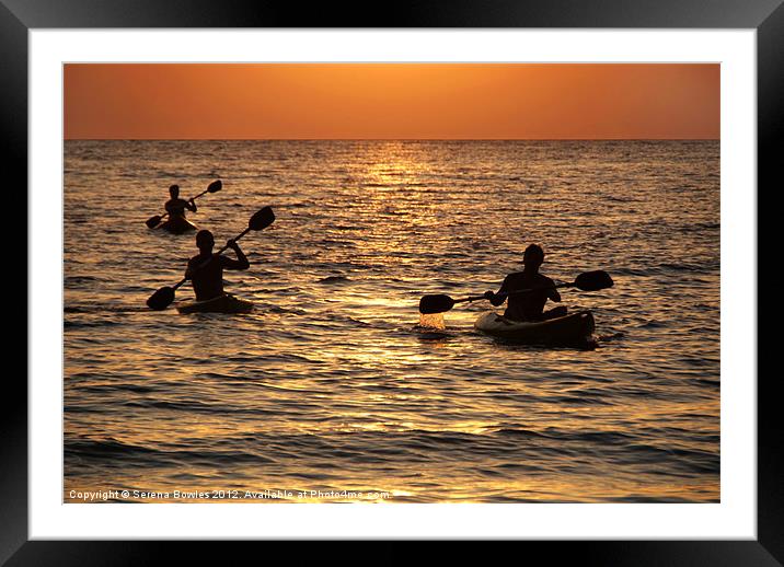 Kayaking at Sunset Palolem, Goa, India Framed Mounted Print by Serena Bowles