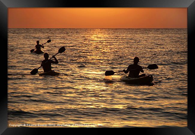 Kayaking at Sunset Palolem, Goa, India Framed Print by Serena Bowles