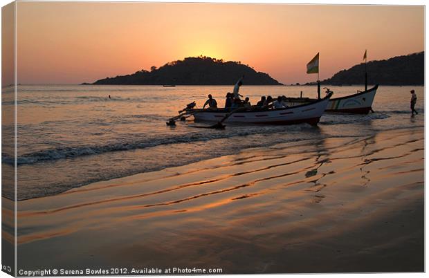 Returning from Dolphin Trip Palolem, Goa, India Canvas Print by Serena Bowles