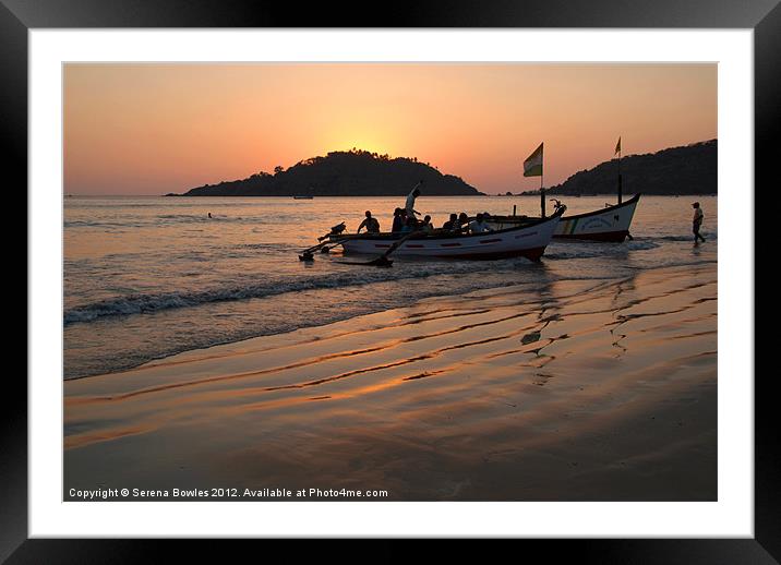 Returning from Dolphin Trip Palolem, Goa, India Framed Mounted Print by Serena Bowles