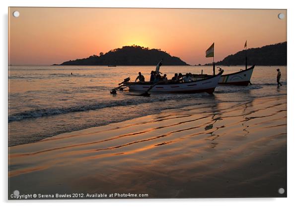 Returning from Dolphin Trip Palolem, Goa, India Acrylic by Serena Bowles