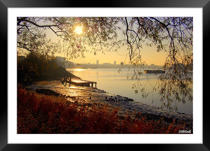 South London Sunset Framed Mounted Print by Chris Waite