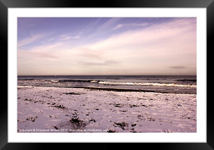 Snowy Beach Framed Mounted Print by Elizabeth Wilson-Stephen