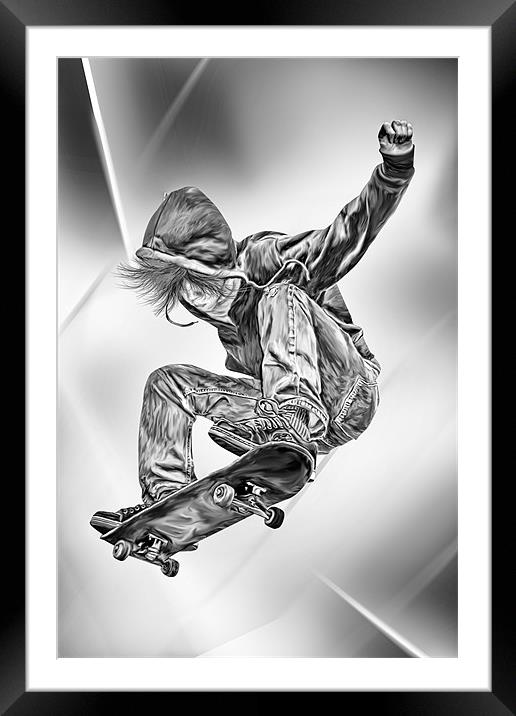 Skateboard Jump Framed Mounted Print by Julie Hoddinott