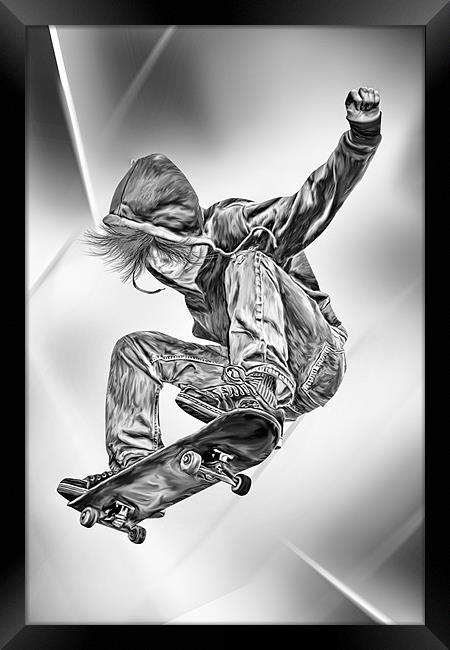 Skateboard Jump Framed Print by Julie Hoddinott