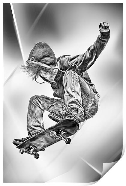 Skateboard Jump Print by Julie Hoddinott