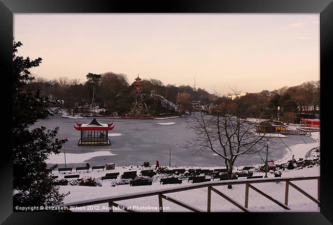 A View of Peasholm Park in the Snow Framed Print by Elizabeth Wilson-Stephen