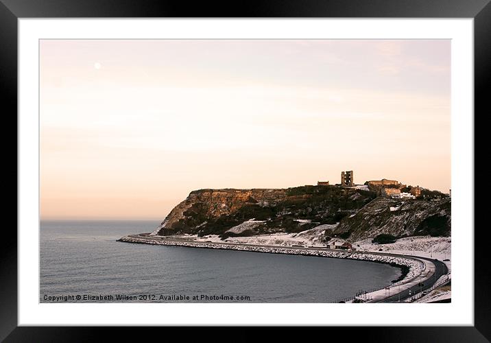 Scarborough Castle in the Snow Framed Mounted Print by Elizabeth Wilson-Stephen