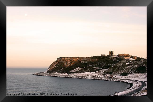 Scarborough Castle in the Snow Framed Print by Elizabeth Wilson-Stephen