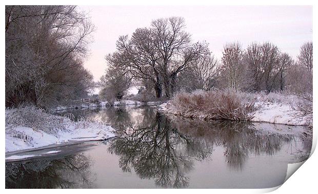 Winter on the Ivel 2 Print by Geoff Phillips