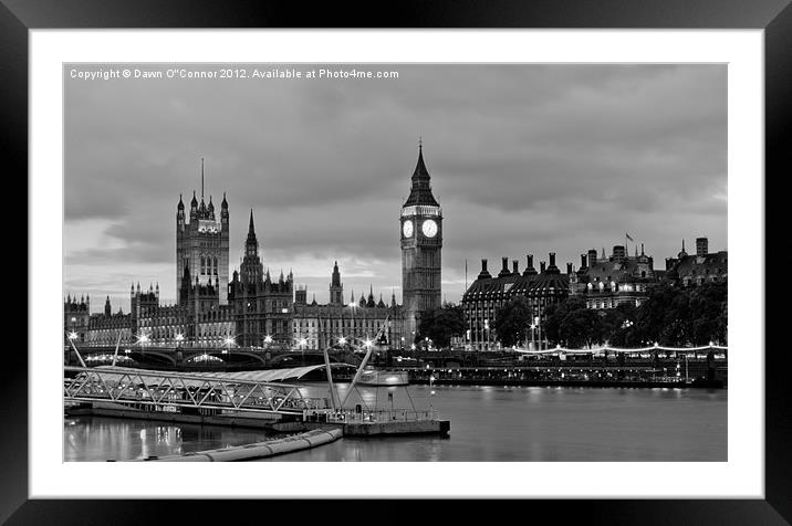 Westminster, Houses of Parliament BW Framed Mounted Print by Dawn O'Connor