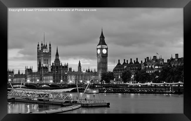 Westminster, Houses of Parliament BW Framed Print by Dawn O'Connor