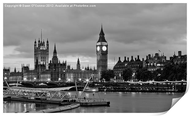 Westminster, Houses of Parliament BW Print by Dawn O'Connor
