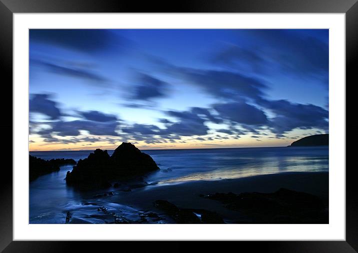 croyde bay at dusk  Framed Mounted Print by Jon Bowen