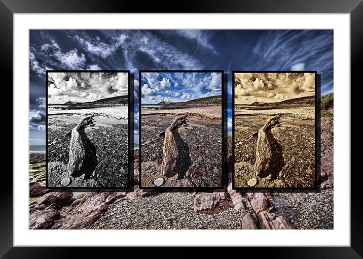 Manorbier Triptych Framed Mounted Print by Steve Purnell