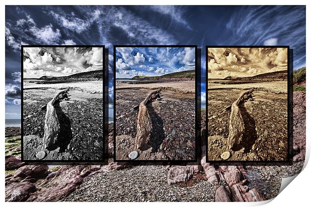 Manorbier Triptych Print by Steve Purnell