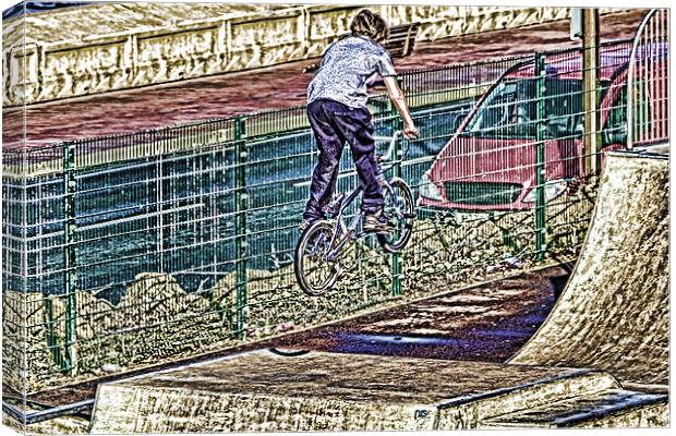BMX Stunt Canvas Print by Kevin Tate
