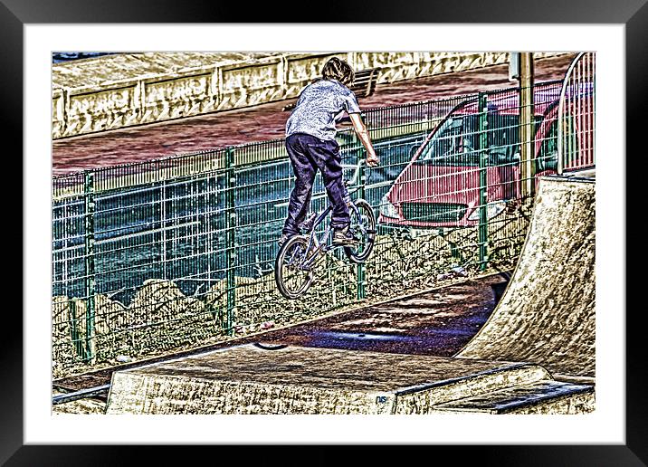 BMX Stunt Framed Mounted Print by Kevin Tate