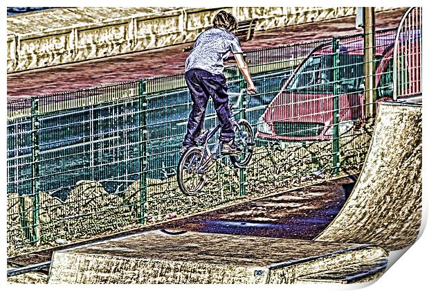 BMX Stunt Print by Kevin Tate
