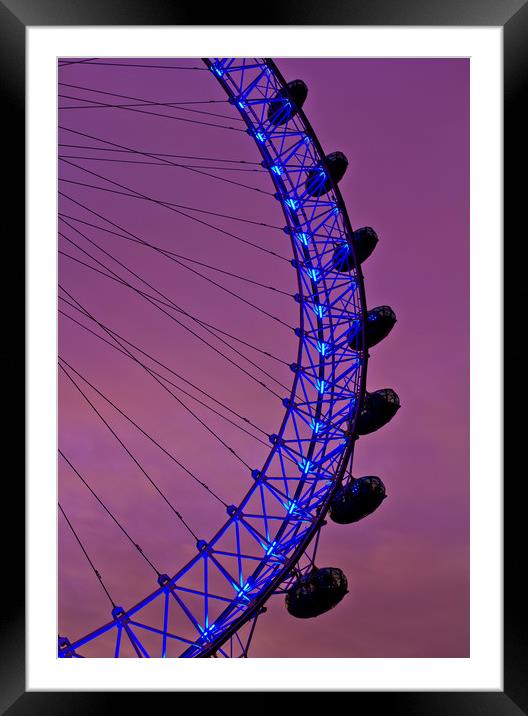 The London Eye at Night Framed Mounted Print by David Pyatt