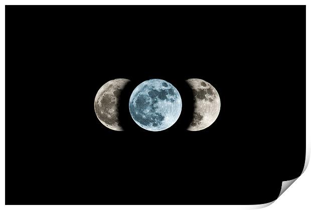 Blue moon phases Print by Robert clarke