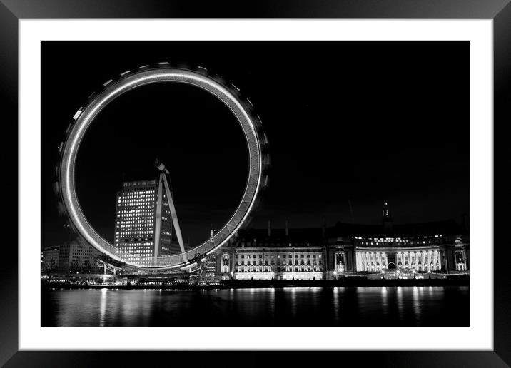 London Eye at Night Framed Mounted Print by David Pyatt