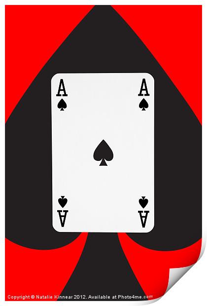 Ace of Spades on Red Print by Natalie Kinnear