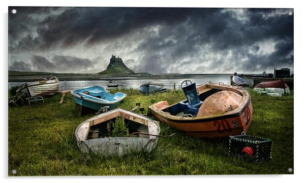 Boats at Lindisfarne Acrylic by Brian Tarr