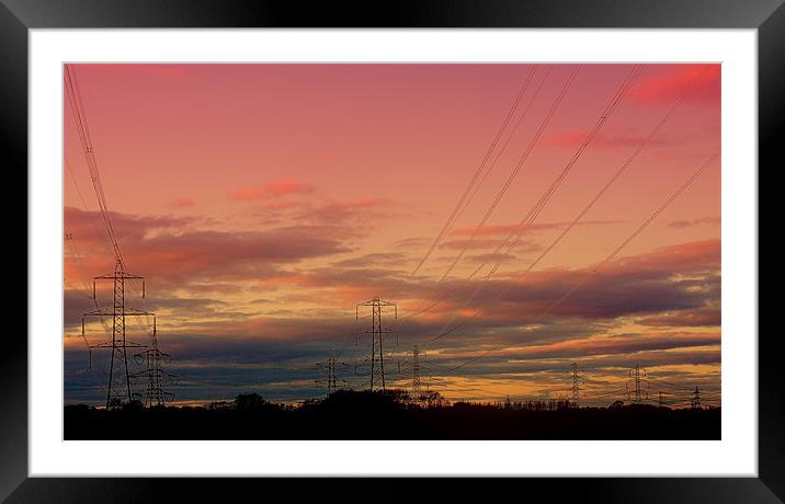 Sunset Pylons Framed Mounted Print by Louise Godwin