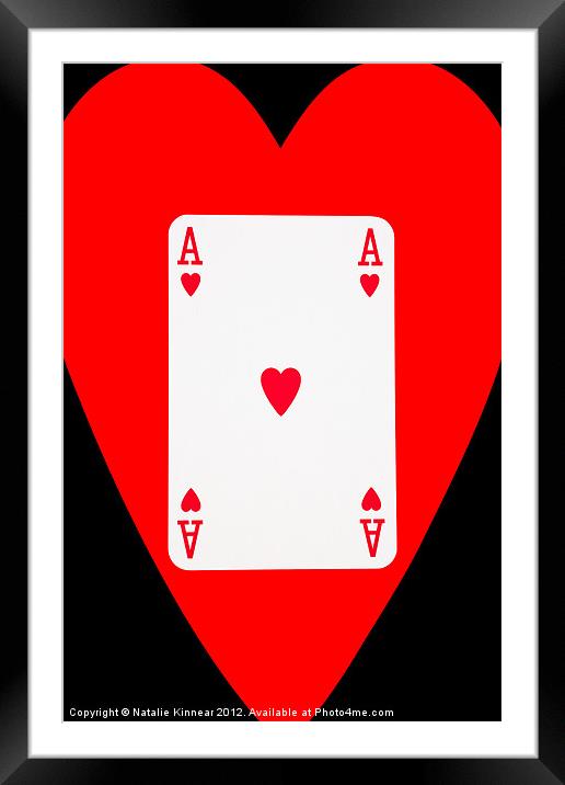 Ace of Hearts on Black Framed Mounted Print by Natalie Kinnear