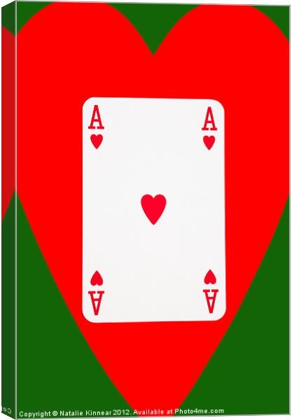 Ace of Hearts on Green Canvas Print by Natalie Kinnear
