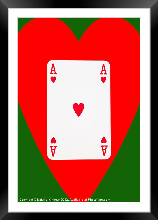 Ace of Hearts on Green Framed Mounted Print by Natalie Kinnear