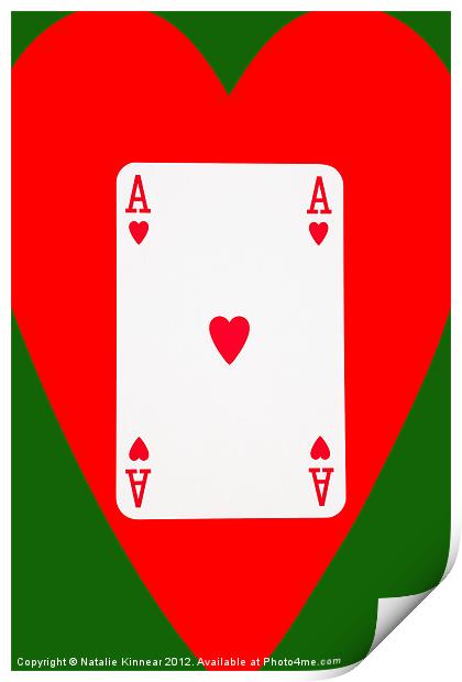Ace of Hearts on Green Print by Natalie Kinnear