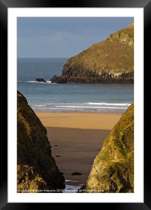 Cornish Seascape Holywell Bay Framed Mounted Print by Brian Roscorla