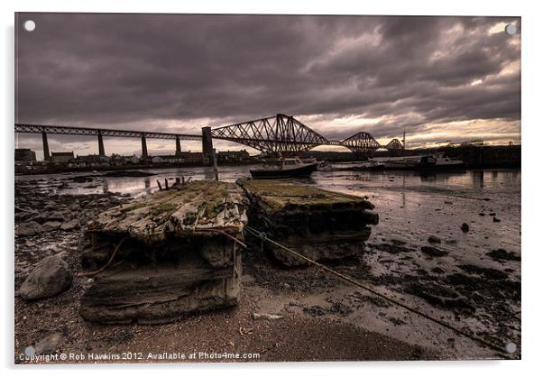 Old Jetty by the bridge Acrylic by Rob Hawkins