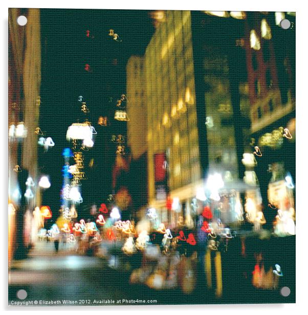 New York Street Acrylic by Elizabeth Wilson-Stephen