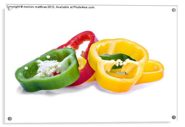 colourful sliced peppers Acrylic by meirion matthias
